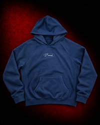The PRELUDE Oval Logo Hoodie in navy with an embroidered oval logo. Premium heavyweight streetwear built for everyday wear. Shop the matching sweatpants.