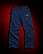 PRELUDE Oval Logo Sweatpants in navy with embroidered branding. The matching bottom to the Oval Logo Hoodie. Premium everyday streetwear.